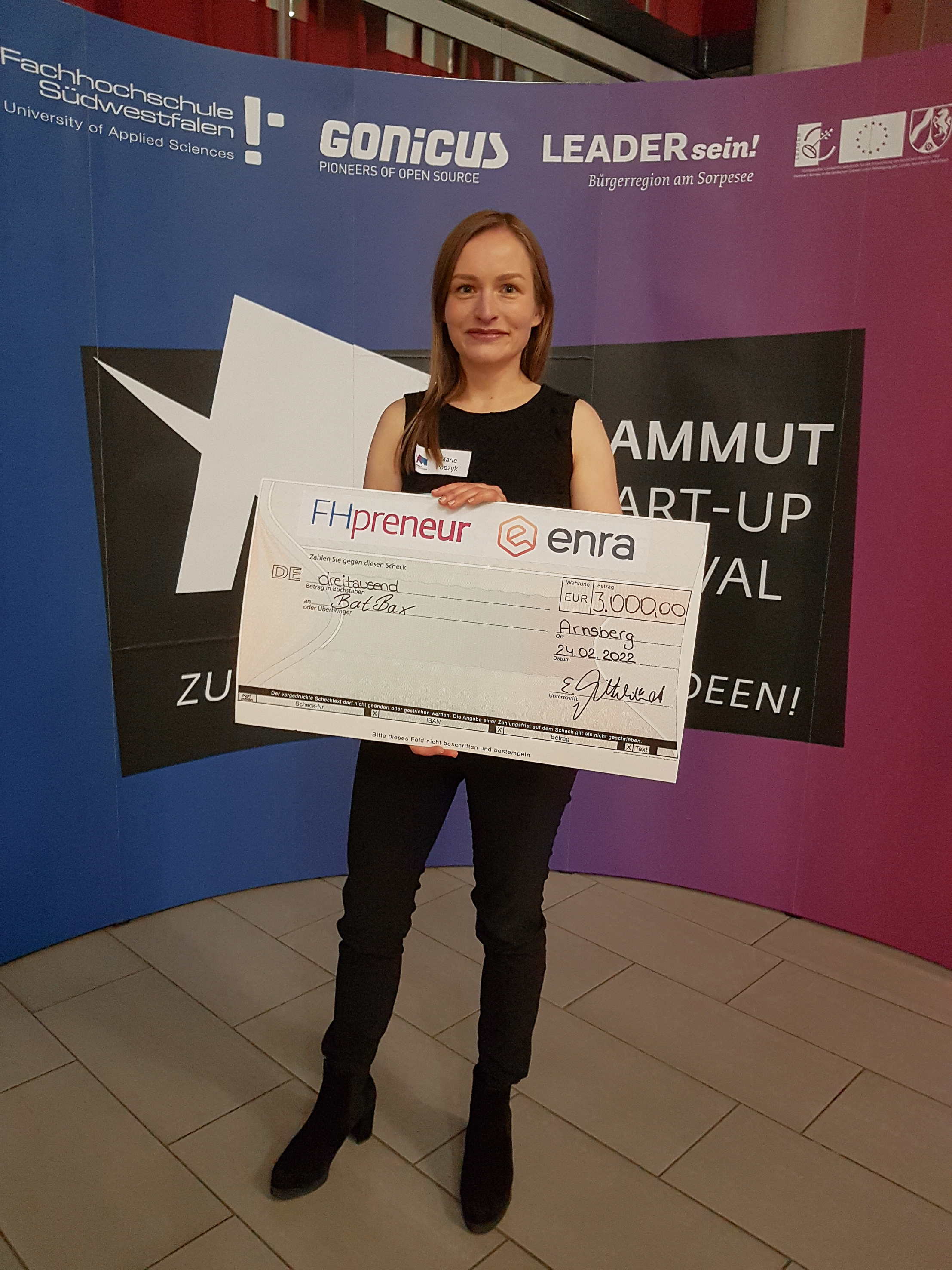 Stolze Siegerin des Mammut-Startupfestivals: Dr. Marie-Isabel Popzyk
