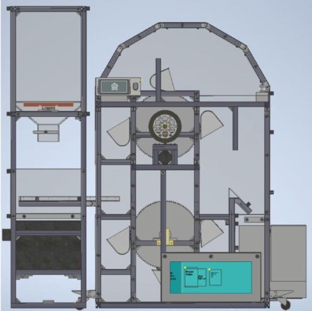 Zeichnung eines Becherwerks.