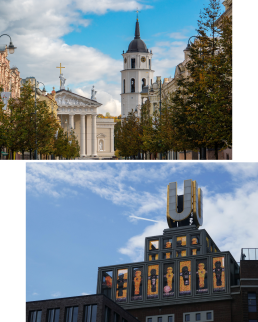 Dortmunder U und Vilnius Altstadt
