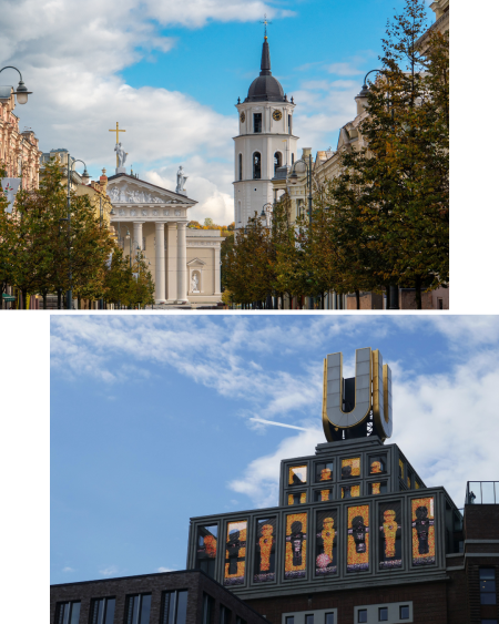 Dortmunder U und Vilnius Altstadt